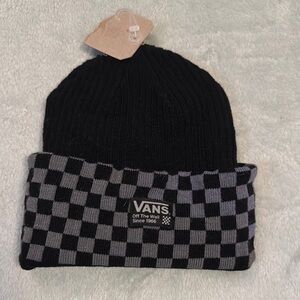 Vans Black and Gray Checkered Beanie